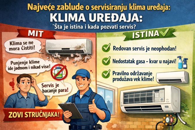 Najveće zablude o servisiranju klima uređaja — šta je istina i kada pozvati servis